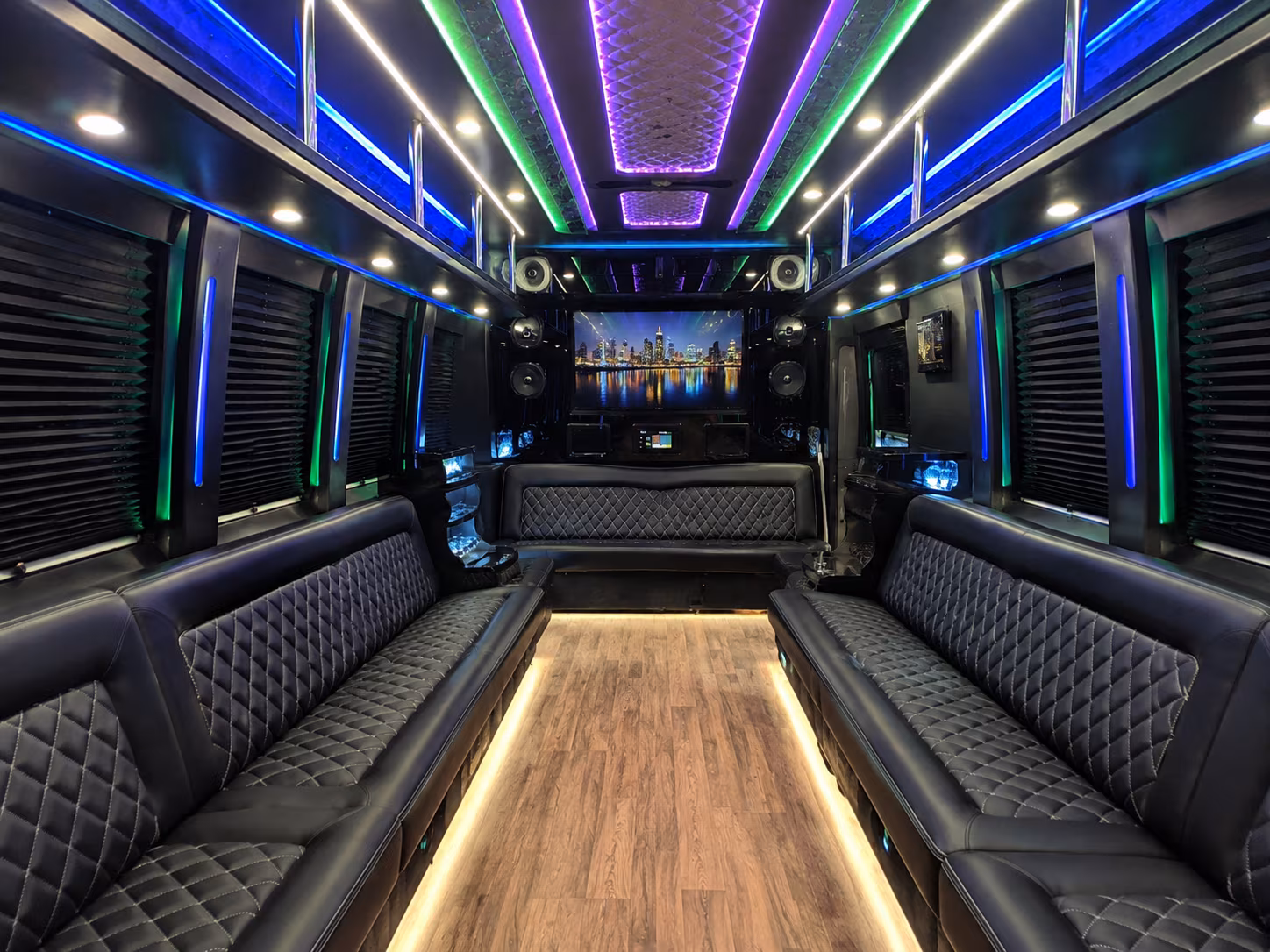 oklahoma city 25 passenger party bus interior